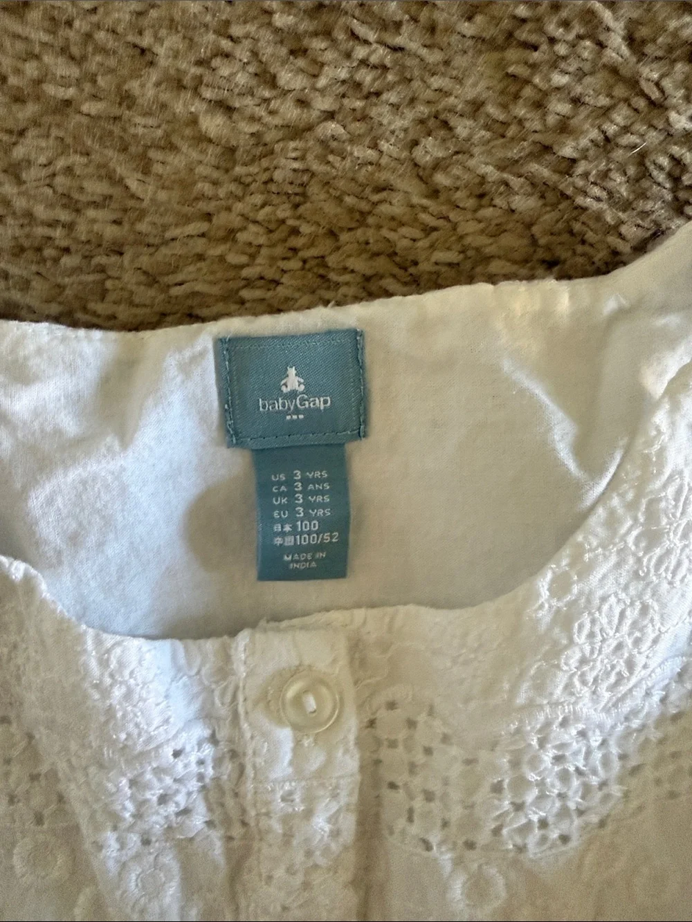 GAP White Eyelet Button-Front Dress 3T
